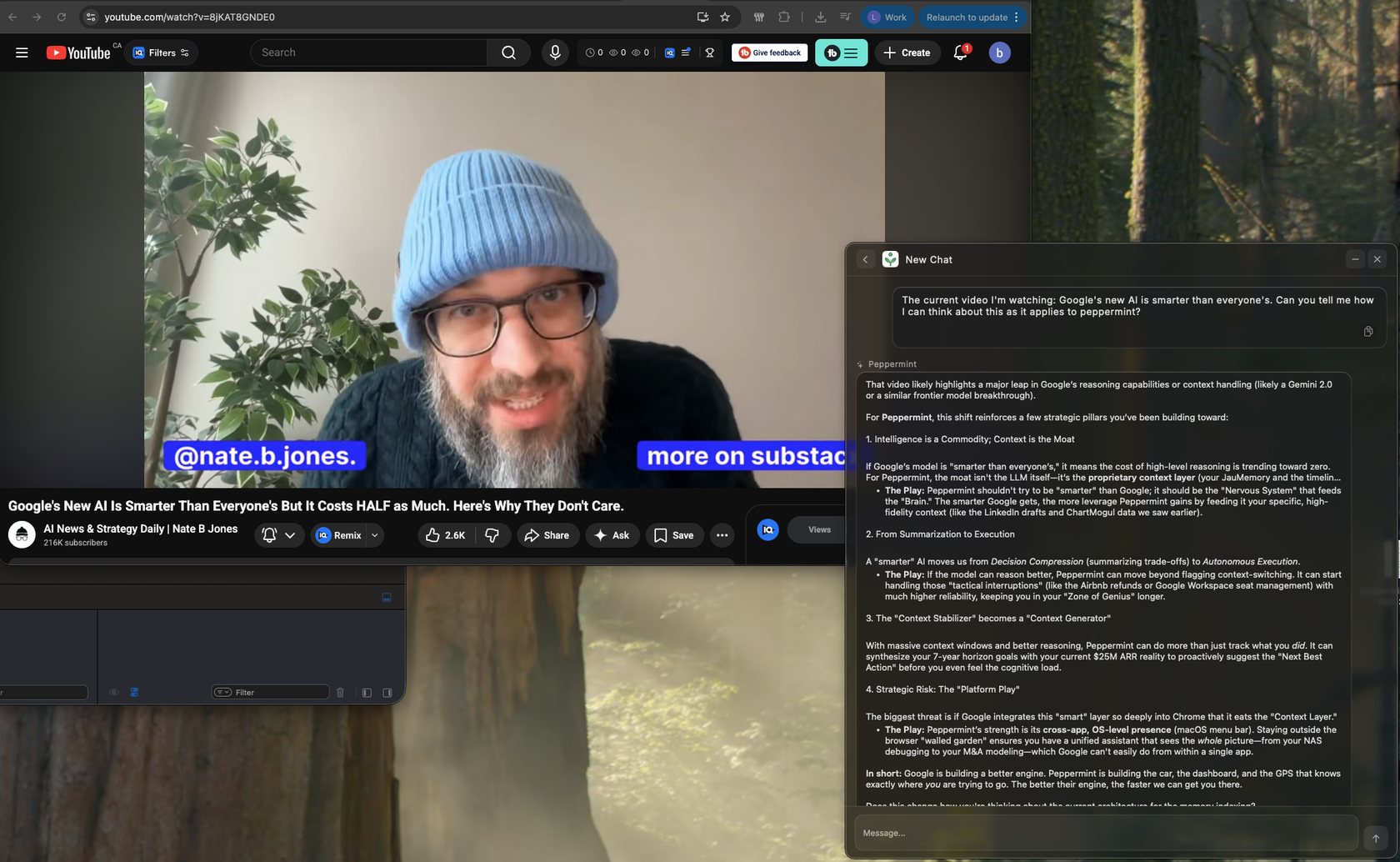 YouTube video with Peppermint business analysis sidebar
